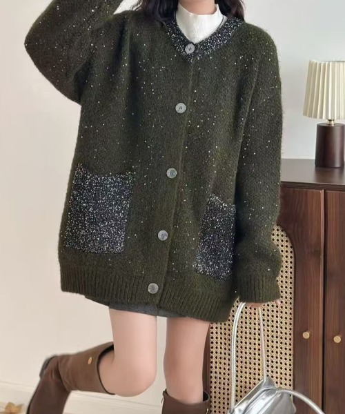 「emi+」 ニットカーディガン FREE アイボリー レディース_画像5