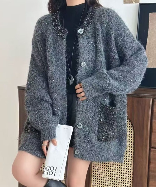 「emi+」 ニットカーディガン FREE アイボリー レディース_画像6