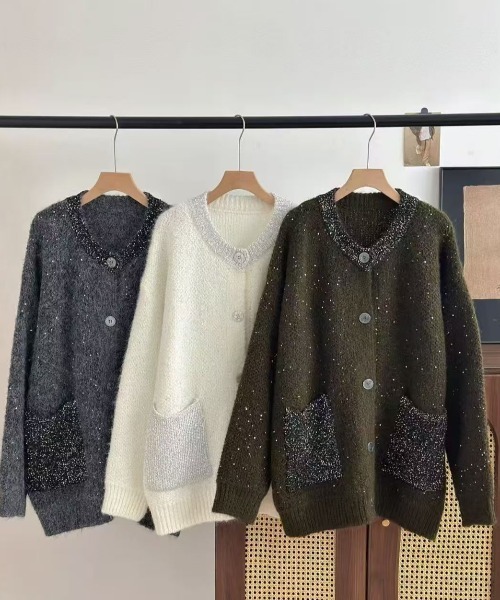 「emi+」 ニットカーディガン FREE アイボリー レディース_画像8