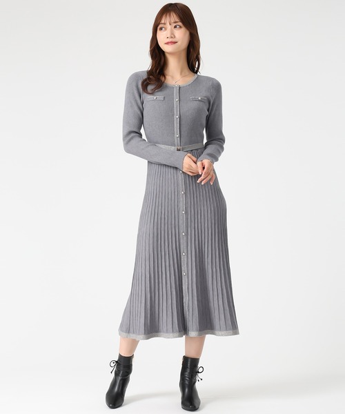 「MISCH MASCH」 ニットワンピース フリ- ブルー レディース_画像9