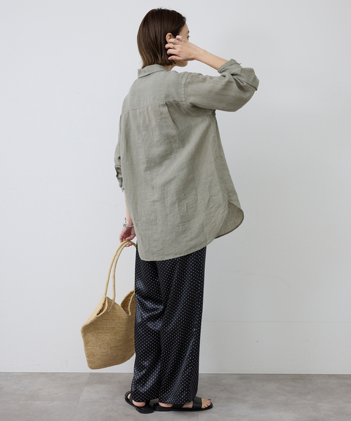 パンツ ドットプリントサテンイージーパンツ レディースの画像