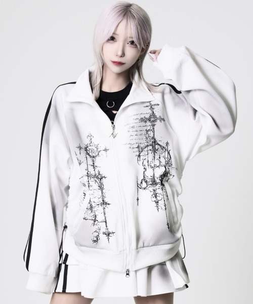 『REFLEM/レフレム』顔料加工プリントトラックジャージ ホワイト REFLEM（レフレム） ジャージ 「REFLEM/レフレム」顔料加工プリント