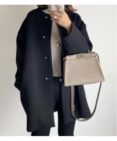 「LAUTRE COTE」 ノーカラーコート LARGE ブラック レディース_画像4