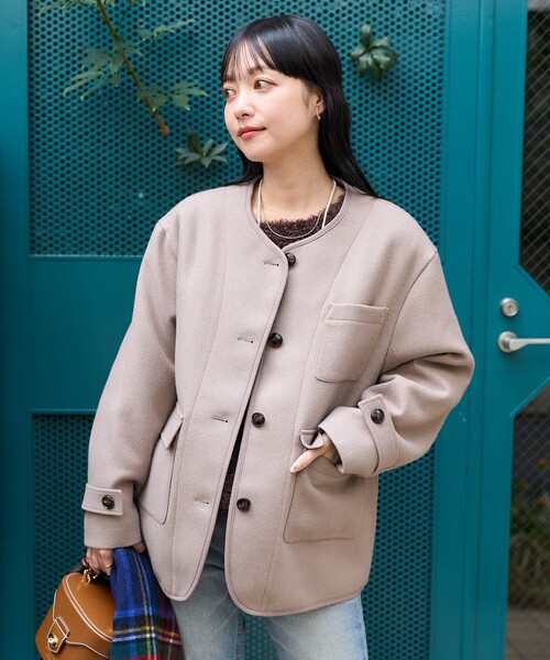 フリークスストア新作♡　ベージュ ショート丈フレア ジャケット fサイズ FREAK'S STORE（フリークスストア） ジャケット フリ- ベージュ
