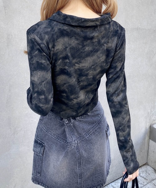 INGNI（イング） tシャツ ムラ染め襟付きジップトップス レディース