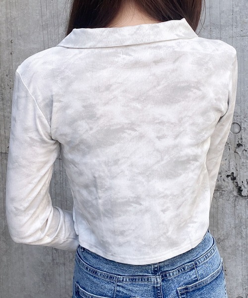 INGNI（イング） tシャツ ムラ染め襟付きジップトップス レディース