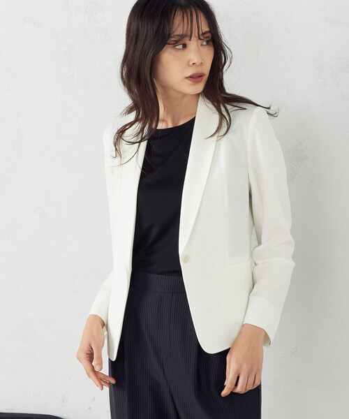 「COMME CA ISM」 テーラードジャケット MEDIUM ホワイト レディース_画像3