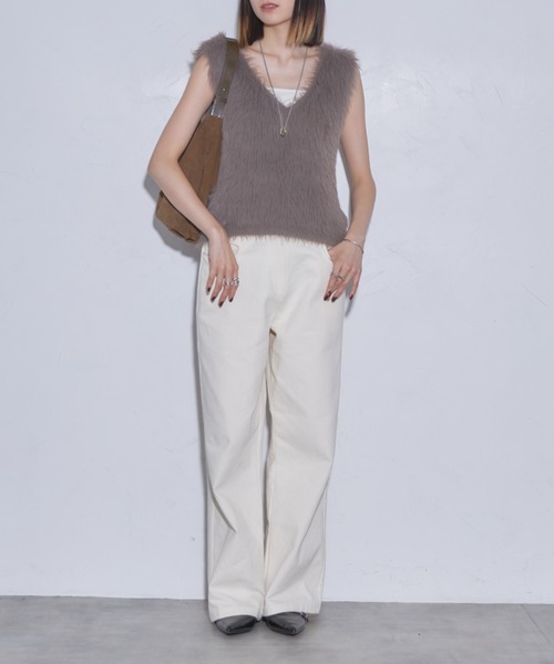 「leimn」 ニットベスト M ベージュ レディース_画像3