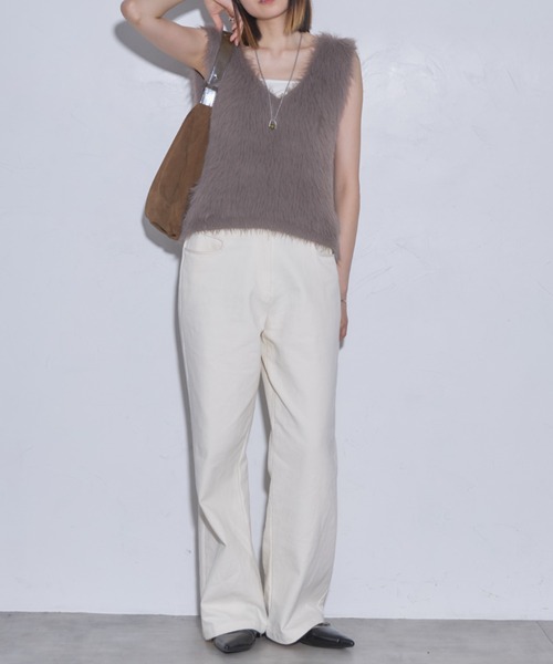 「leimn」 ニットベスト M ベージュ レディース_画像4