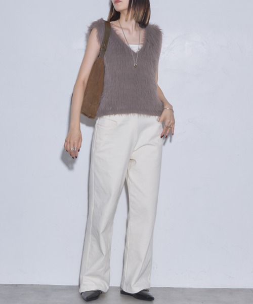 「leimn」 ニットベスト M ベージュ レディース_画像5