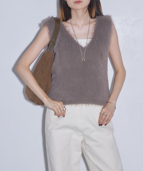 「leimn」 ニットベスト M ベージュ レディース_画像7