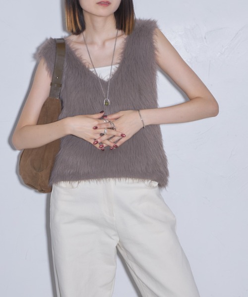 「leimn」 ニットベスト M ベージュ レディース_画像8