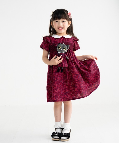 nino - 衣裳 ミニハートスモッキングワンピース キッズ 小わっぱ服 うしろ帯 子ども服、シューズ-ワンピース、チュニック-ベビー、キッズ、マタニティ