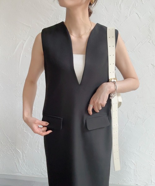 「junoah」 ノースリーブワンピース LARGE アイボリー レディース_画像6
