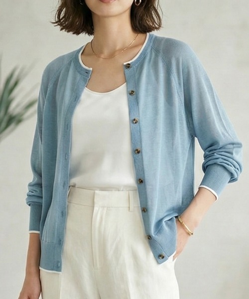 crocodile サマーニット　カーディガン　vintage 日本製　モヘア MULEXS（ミューレクス） カーディガン 夏 「接触冷感/残りわずか