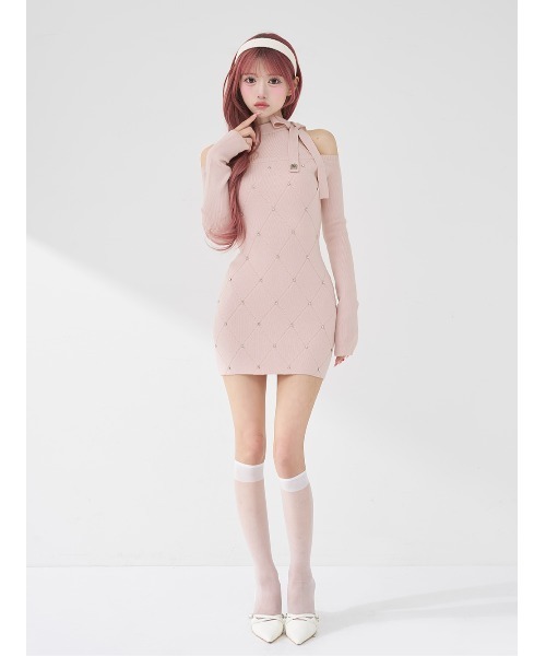 Darich（ダーリッチ） ワンピース キルティングビジューニットミニ