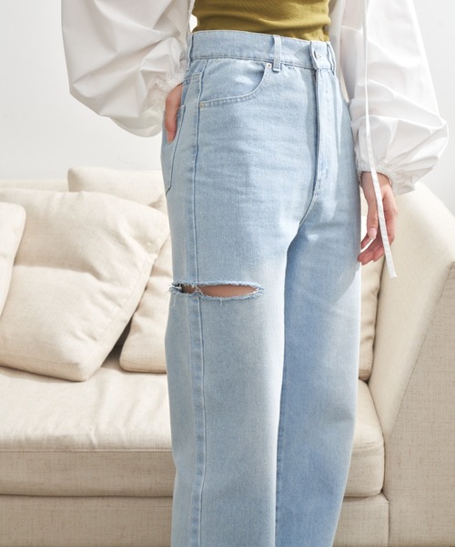 「VANNIE U」 デニムパンツ S ライトブルー レディース_画像5