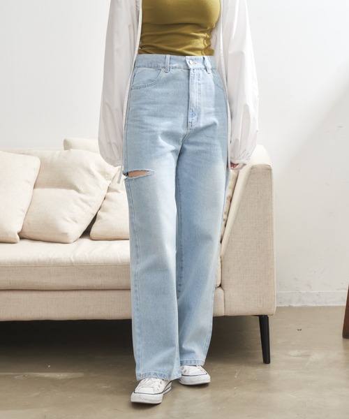 「VANNIE U」 デニムパンツ S ライトブルー レディース_画像6