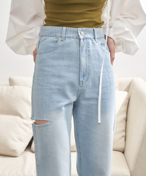 「VANNIE U」 デニムパンツ S ライトブルー レディース_画像7