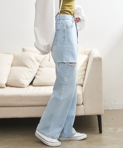 「VANNIE U」 デニムパンツ S ライトブルー レディース_画像8