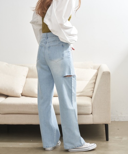 「VANNIE U」 デニムパンツ S ライトブルー レディース_画像9