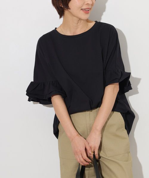 tシャツ 「追加」コットンダブルフリルTEE レディースの画像