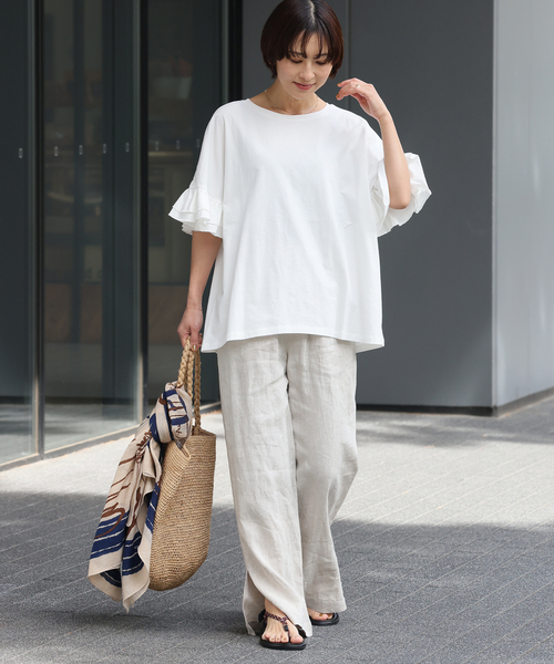 tシャツ 「追加」コットンダブルフリルTEE レディースの画像