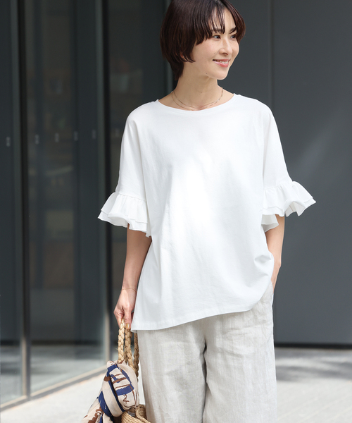 tシャツ 「追加」コットンダブルフリルTEE レディースの画像