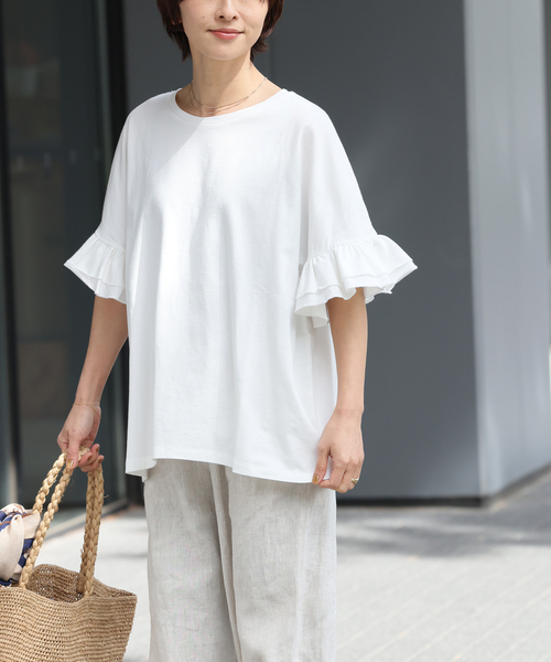 tシャツ 「追加」コットンダブルフリルTEE レディースの画像