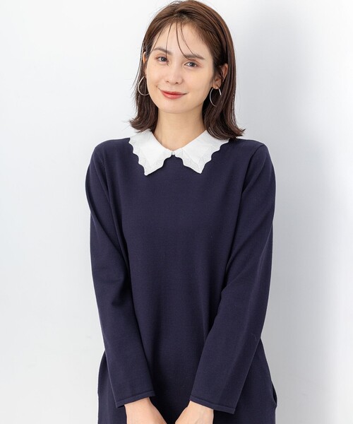 「組曲」 ニットワンピース 5 ネイビー レディース_画像3