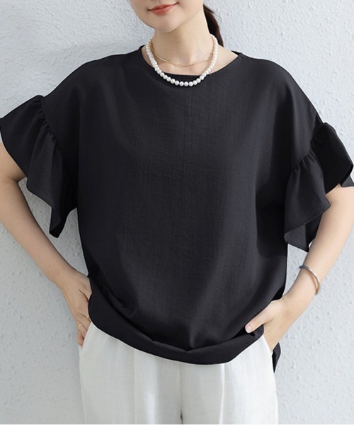 tシャツ 半袖 袖フリル半袖Tシャツ レディース : ZOZOTOWN Yahoo!店