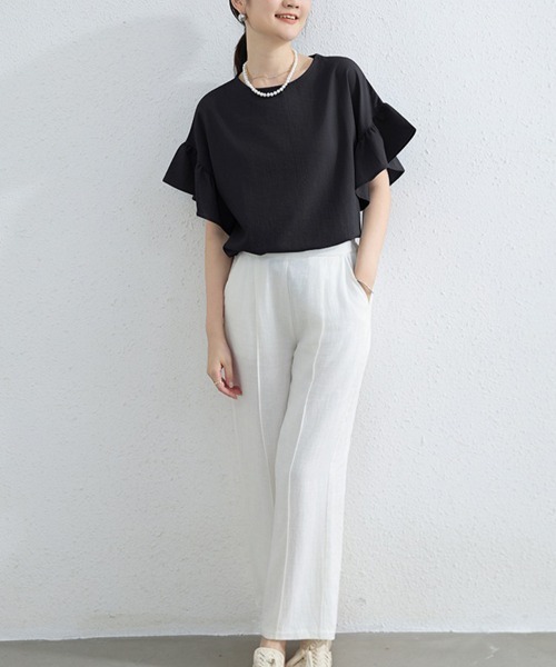 tシャツ 半袖 袖フリル半袖Tシャツ レディース : ZOZOTOWN Yahoo!店