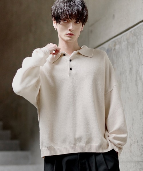 「ETELIO」 長袖ニット L ブラック メンズ_画像2