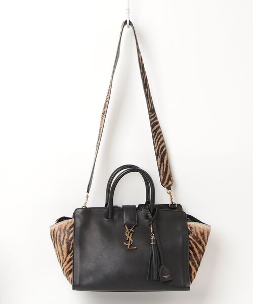 サンローランパリ ダウンタウンカバス レザー 2WAYハンドバッグ SAINT LAURENT PARIS」 ダウンタウンカバス 2WAYバッグ - ブラック