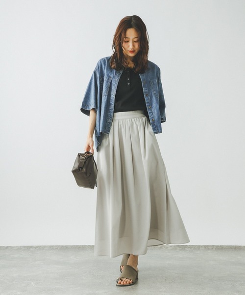 clore+ レディワークシャツ GLOBAL WORK（グローバルワーク） ブラウス シャツ 夏 半袖 GOODデニム