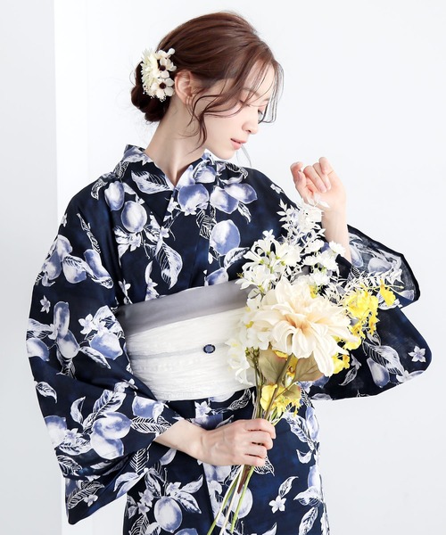 KIMONOMACHI 浴衣 「接触冷感」レディース浴衣2点セット（浴衣＋しわ