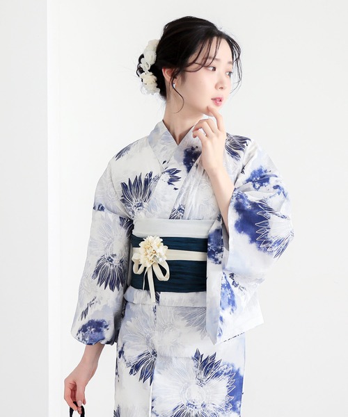 KIMONOMACHI 浴衣 「接触冷感」レディース浴衣2点セット（浴衣＋しわ