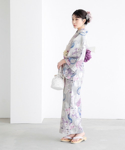 KIMONOMACHI 浴衣 「接触冷感」レディース浴衣2点セット（浴衣＋しわ