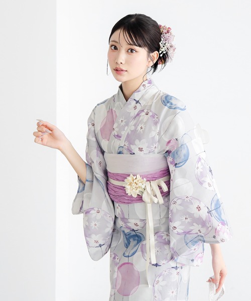 KIMONOMACHI 浴衣 「接触冷感」レディース浴衣2点セット（浴衣＋しわ
