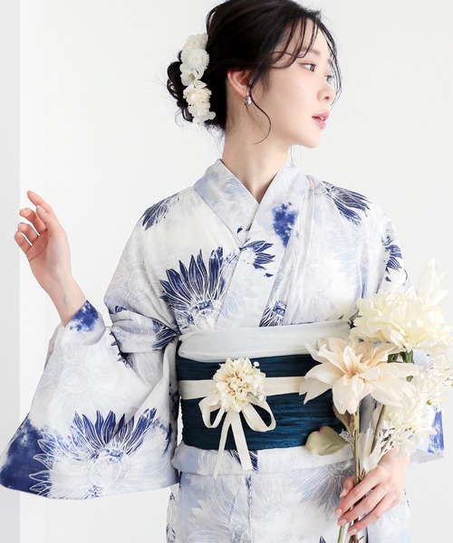 浴衣（kumonさん専用） KIMONOMACHI 浴衣 「接触冷感」レディース浴衣2点セット（浴衣＋しわ