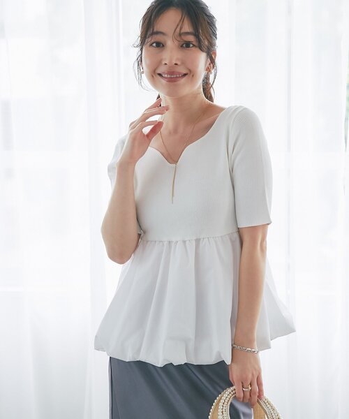 La boutique BonBon ペプラムラメノースリニット La boutique BonBon