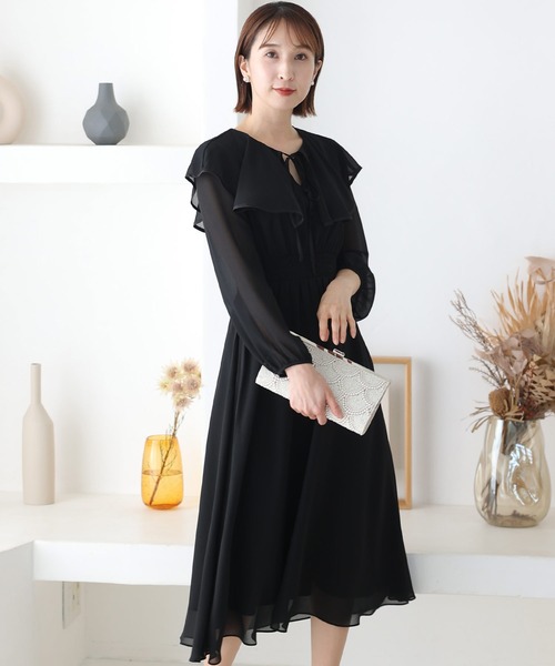 「PourVous」 長袖ワンピース M ブラック レディース_画像2
