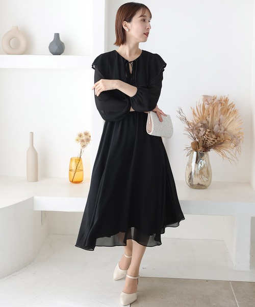 「PourVous」 長袖ワンピース M ブラック レディース_画像6
