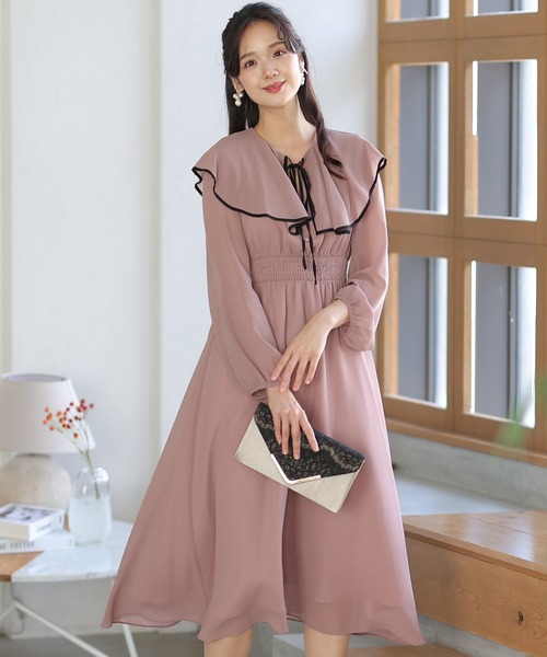 「PourVous」 長袖ワンピース M ブラック レディース_画像9