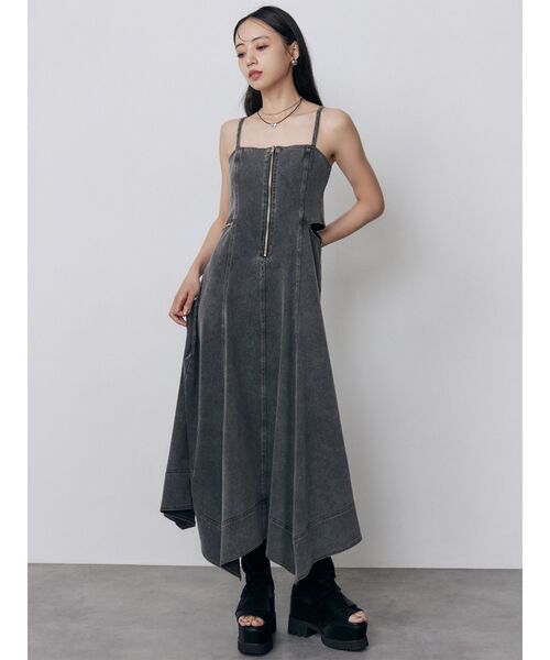 MURUA（ムルーア） ワンピース 夏 デニムライクサイドカットワンピース 
