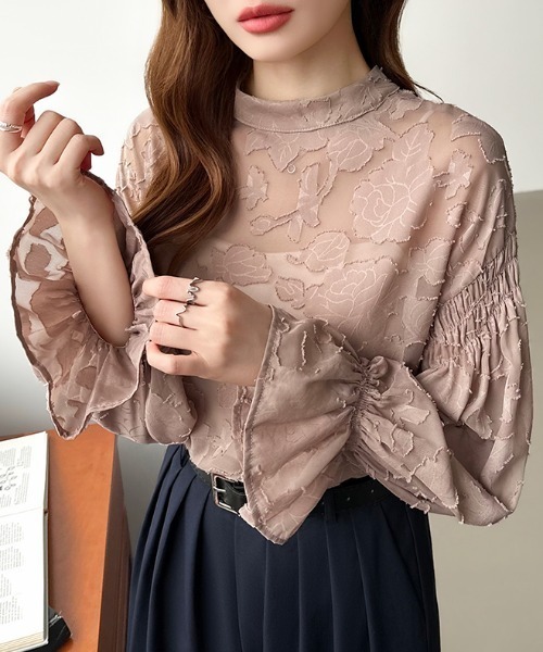 「COCOMOMO」 長袖ブラウス M ブラウン レディース_画像4