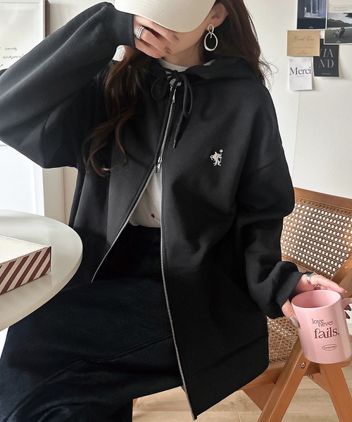 「classicalelf」 ジップアップパーカー X-LARGE ネイビー レディース_画像5