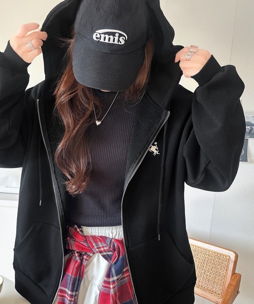 「classicalelf」 ジップアップパーカー X-LARGE ネイビー レディース_画像6