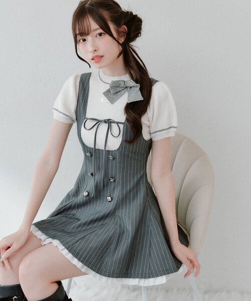 OLIVE des OLIVE フレアジャンスカ OLIVE des OLIVE（オリーブデオリーブ） ジャンパースカート フレア