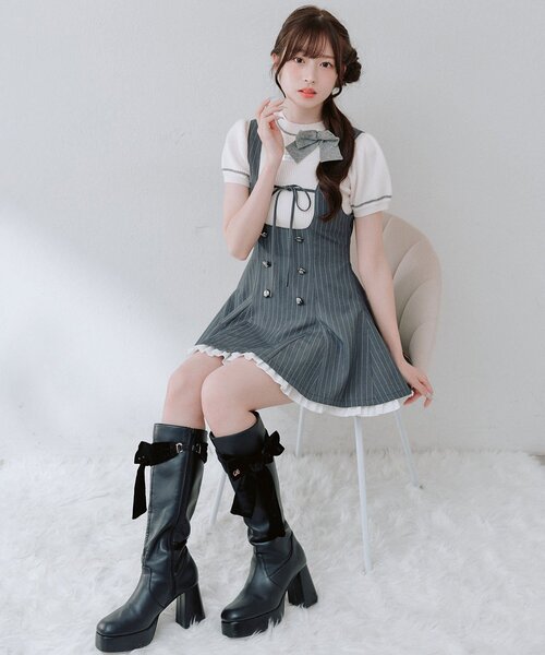 OLIVE des OLIVE フレアジャンスカ OLIVE des OLIVE（オリーブデオリーブ） ジャンパースカート フレア